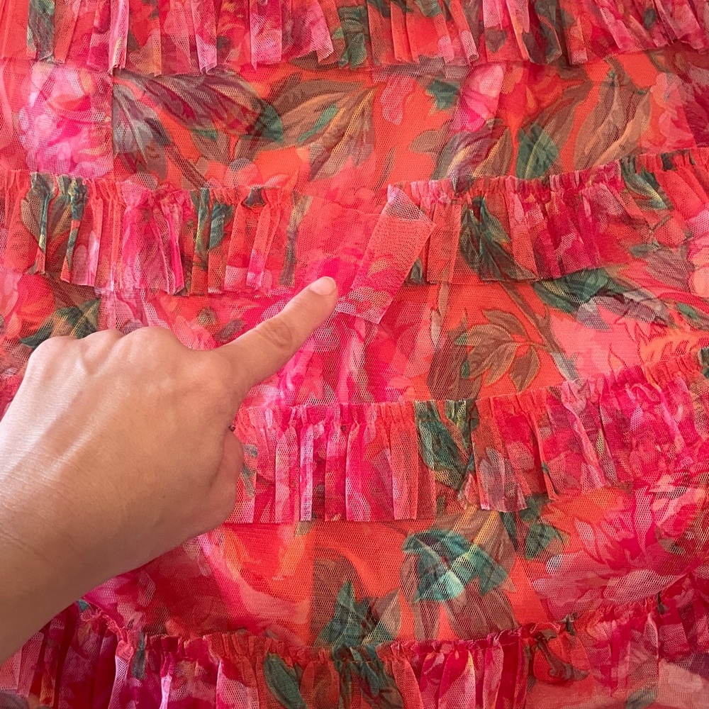 Mac Duggal Multi Color Strapless Floral Micro Ruffle Dress size 8 - Picture 13 of 17